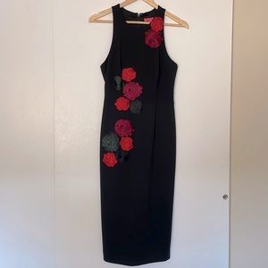 Betsey Johnson NWOT black floral midi dress